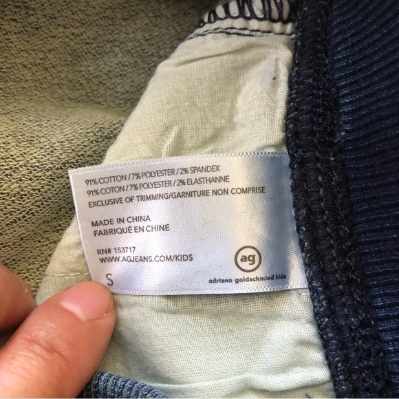Ag Adriano Goldschmied Kids Boy Electric Blue Denim Ribbed Jogger Pants Size S - Picture 6 of 11